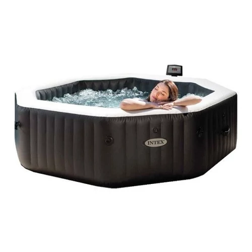INTEX PureSPA Onyx Black Octagon jacuzzi, sóbontó készülékkel, 4 személyes, D201 x 71 cm, fekete / fehér