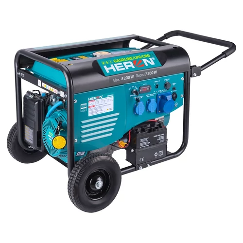 Heron benzin-gázmotoros áramfejlesztő, 8000 VA, 230 V, ATS előkészítéssel