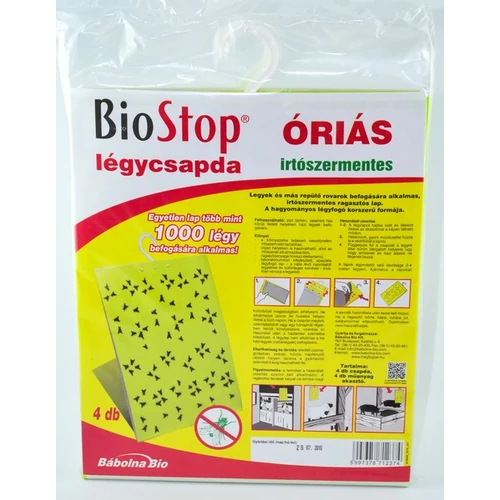 BIOSTOP légyfogó lap ÓRIÁS 4 db-os